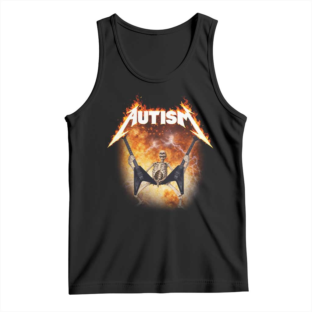Autism Skeleton Rocker Tank Top Hardcore Rock Style Artwork