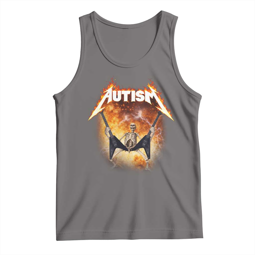 Autism Skeleton Rocker Tank Top Hardcore Rock Style Artwork