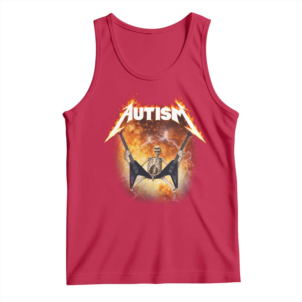 Autism Skeleton Rocker Tank Top Hardcore Rock Style Artwork