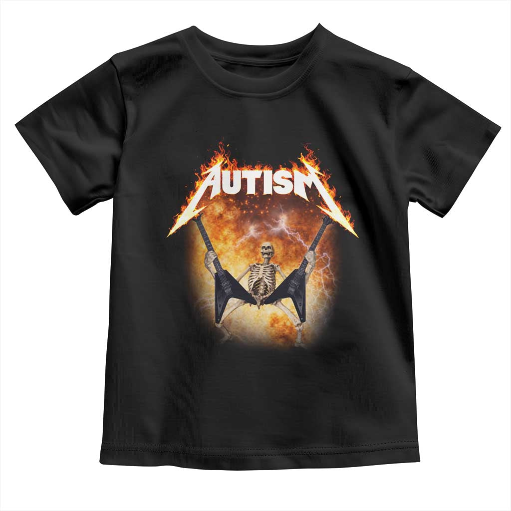 Autism Skeleton Rocker Toddler T Shirt Hardcore Rock Style Artwork