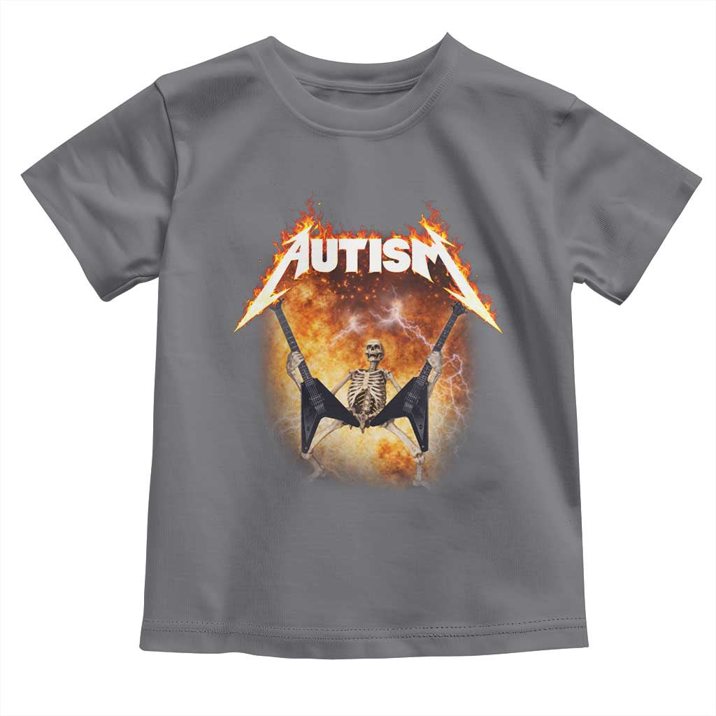 Autism Skeleton Rocker Toddler T Shirt Hardcore Rock Style Artwork