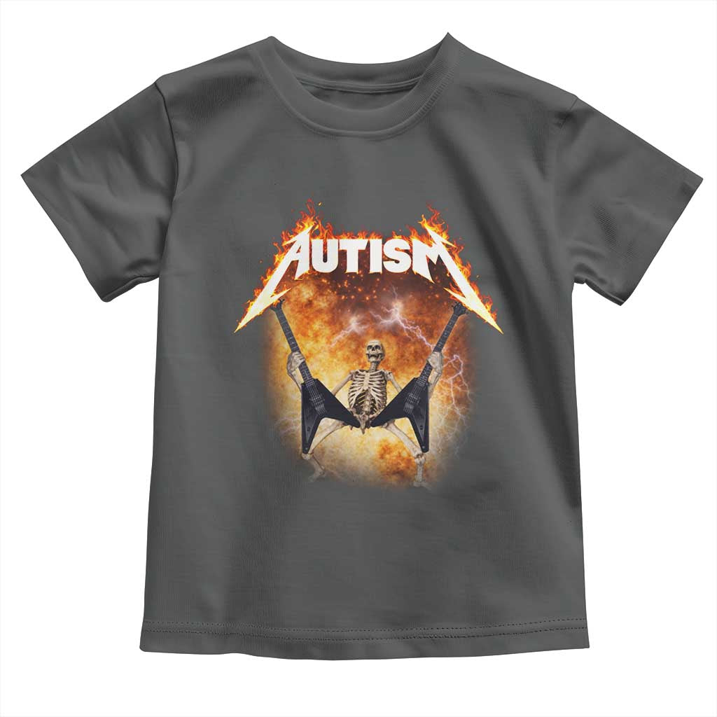 Autism Skeleton Rocker Toddler T Shirt Hardcore Rock Style Artwork