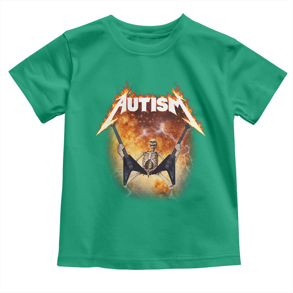 Autism Skeleton Rocker Toddler T Shirt Hardcore Rock Style Artwork