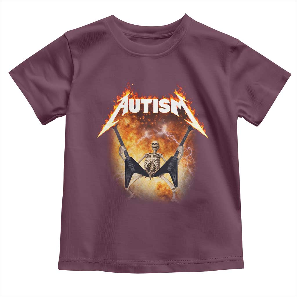 Autism Skeleton Rocker Toddler T Shirt Hardcore Rock Style Artwork