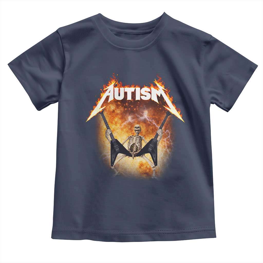 Autism Skeleton Rocker Toddler T Shirt Hardcore Rock Style Artwork