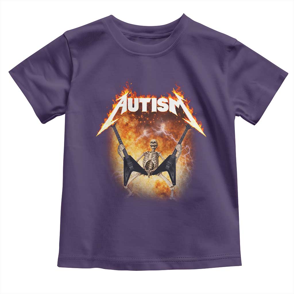 Autism Skeleton Rocker Toddler T Shirt Hardcore Rock Style Artwork