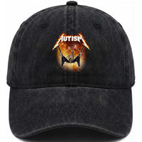 Autism Skeleton Rocker Washed Cotton Baseball Cap Hardcore Rock Style Artwork