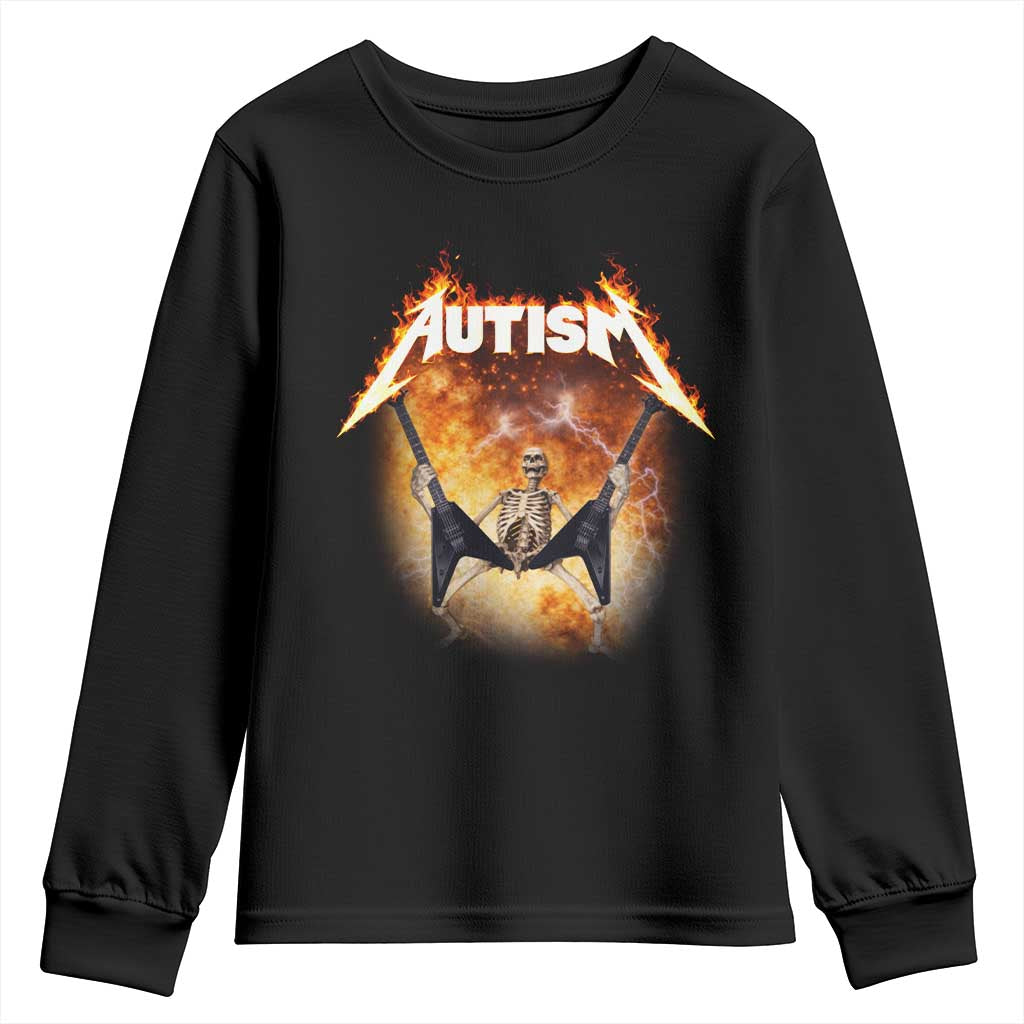 Autism Skeleton Rocker Youth Sweatshirt Hardcore Rock Style Artwork