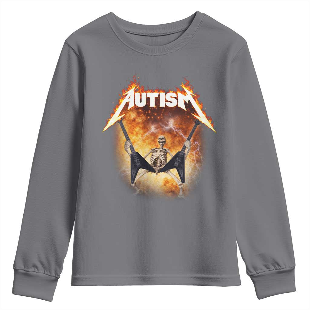 Autism Skeleton Rocker Youth Sweatshirt Hardcore Rock Style Artwork