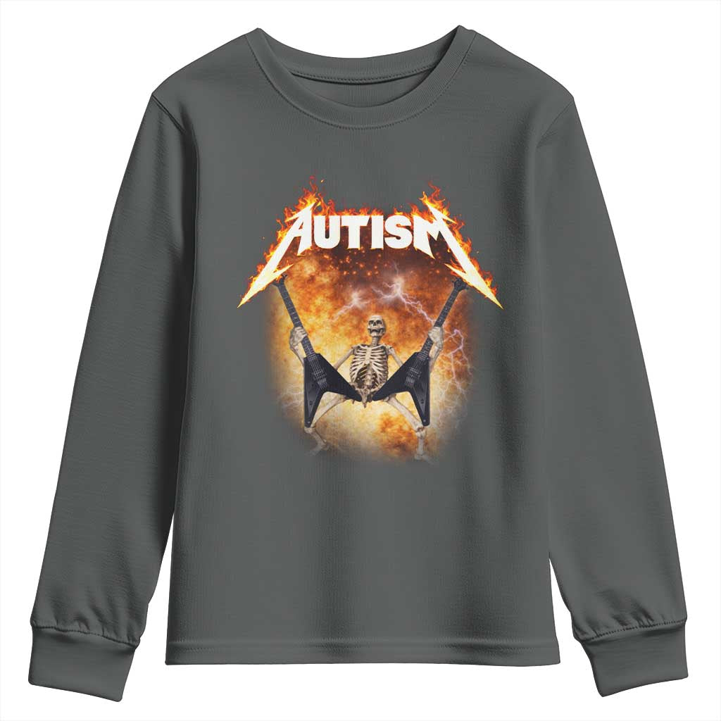 Autism Skeleton Rocker Youth Sweatshirt Hardcore Rock Style Artwork