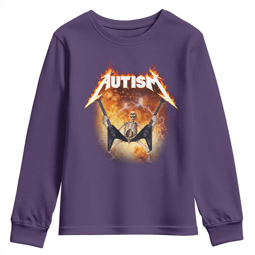 Autism Skeleton Rocker Youth Sweatshirt Hardcore Rock Style Artwork
