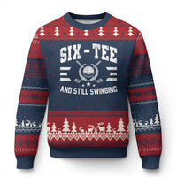 60th Birthday Golf Ugly Christmas Sweater Funny Six Tee And Still Swinging 60 Years Old