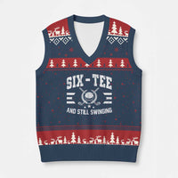 60th Birthday Golf V-Neck Knit Sweater Vest Funny Six Tee And Still Swinging 60 Years Old