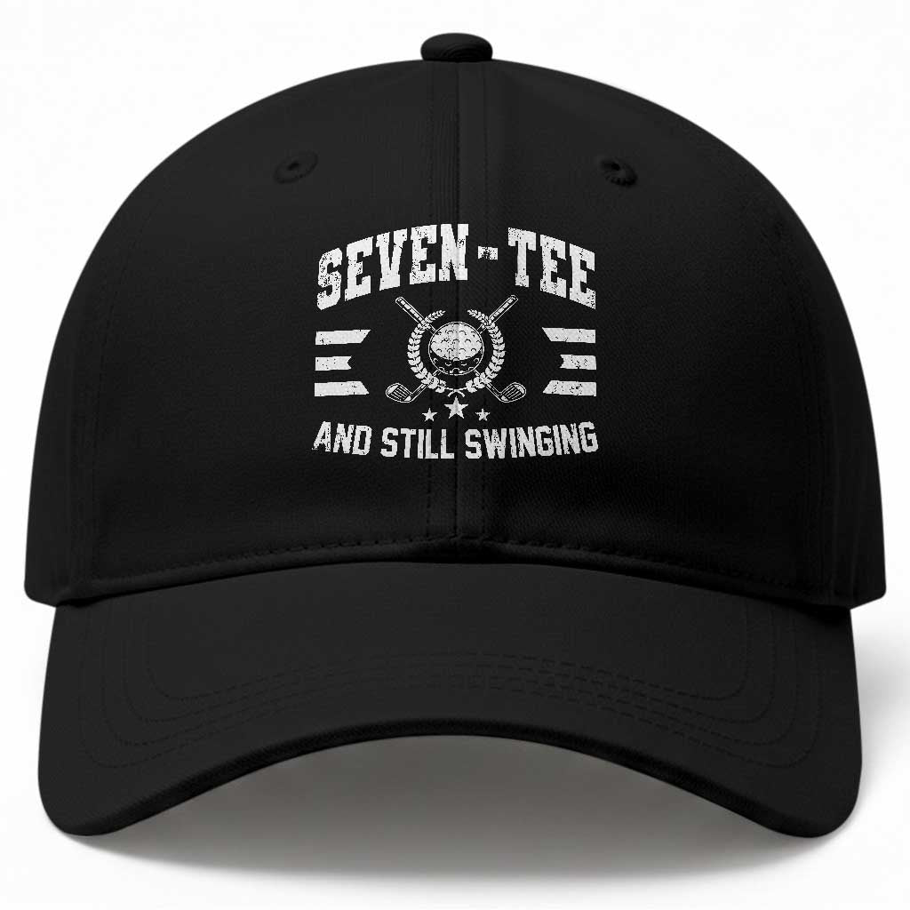 70th Birthday Golf Baseball Cap Funny Seven Tee And Still Swinging 70 Years Old