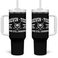 70th Birthday Golf Tumbler With Handle Funny Seven Tee And Still Swinging 70 Years Old