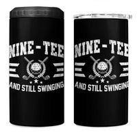 90th Birthday Golf 4 in 1 Can Cooler Tumbler Funny Nine Tee And Still Swinging 90 Years Old