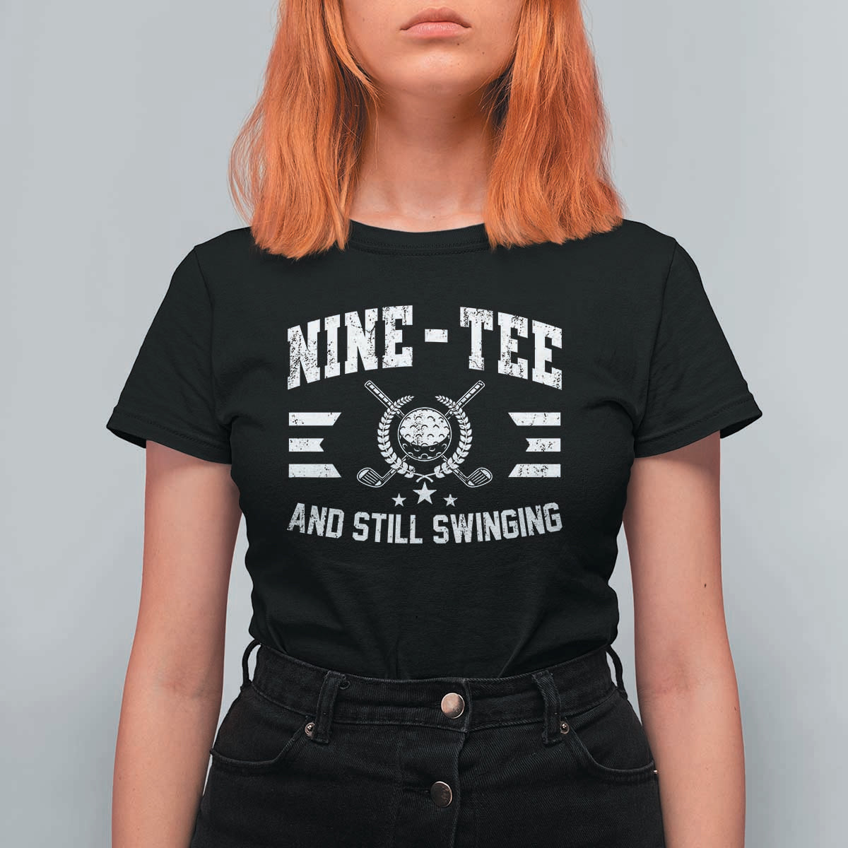 90th Birthday Golf T Shirt For Women Funny Nine Tee And Still Swinging 90 Years Old