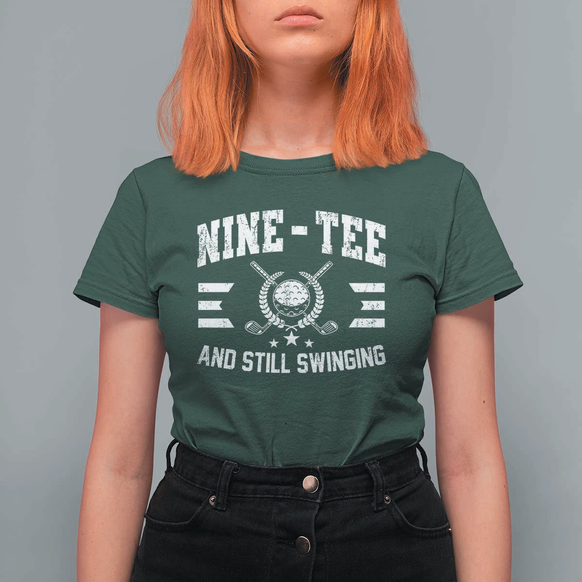 90th Birthday Golf T Shirt For Women Funny Nine Tee And Still Swinging 90 Years Old