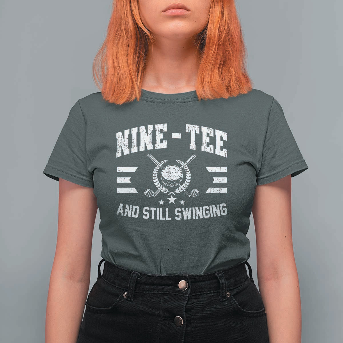 90th Birthday Golf T Shirt For Women Funny Nine Tee And Still Swinging 90 Years Old