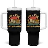 50th Birthday Golf Tumbler With Handle Funny Fif Tee And Still On Par 50 Years Old