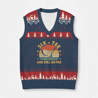 60th Birthday Golf V-Neck Knit Sweater Vest Funny Six Tee And Still On Par 60 Years Old