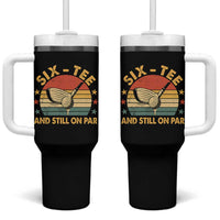 60th Birthday Golf Tumbler With Handle Funny Six Tee And Still On Par 60 Years Old