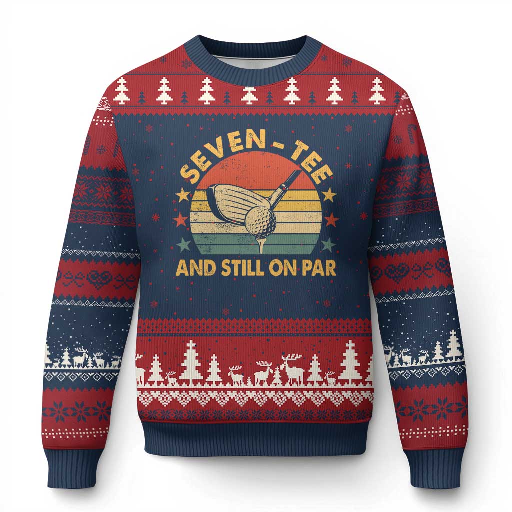 70th Birthday Golf Ugly Christmas Sweater Funny Seven Tee And Still On Par 70 Years Old