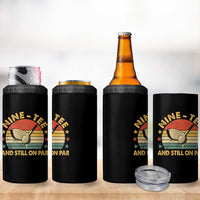 90th Birthday Golf 4 in 1 Can Cooler Tumbler Funny Nine Tee And Still On Par 90 Years Old