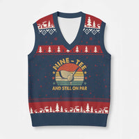 90th Birthday Golf V-Neck Knit Sweater Vest Funny Nine Tee And Still On Par 90 Years Old