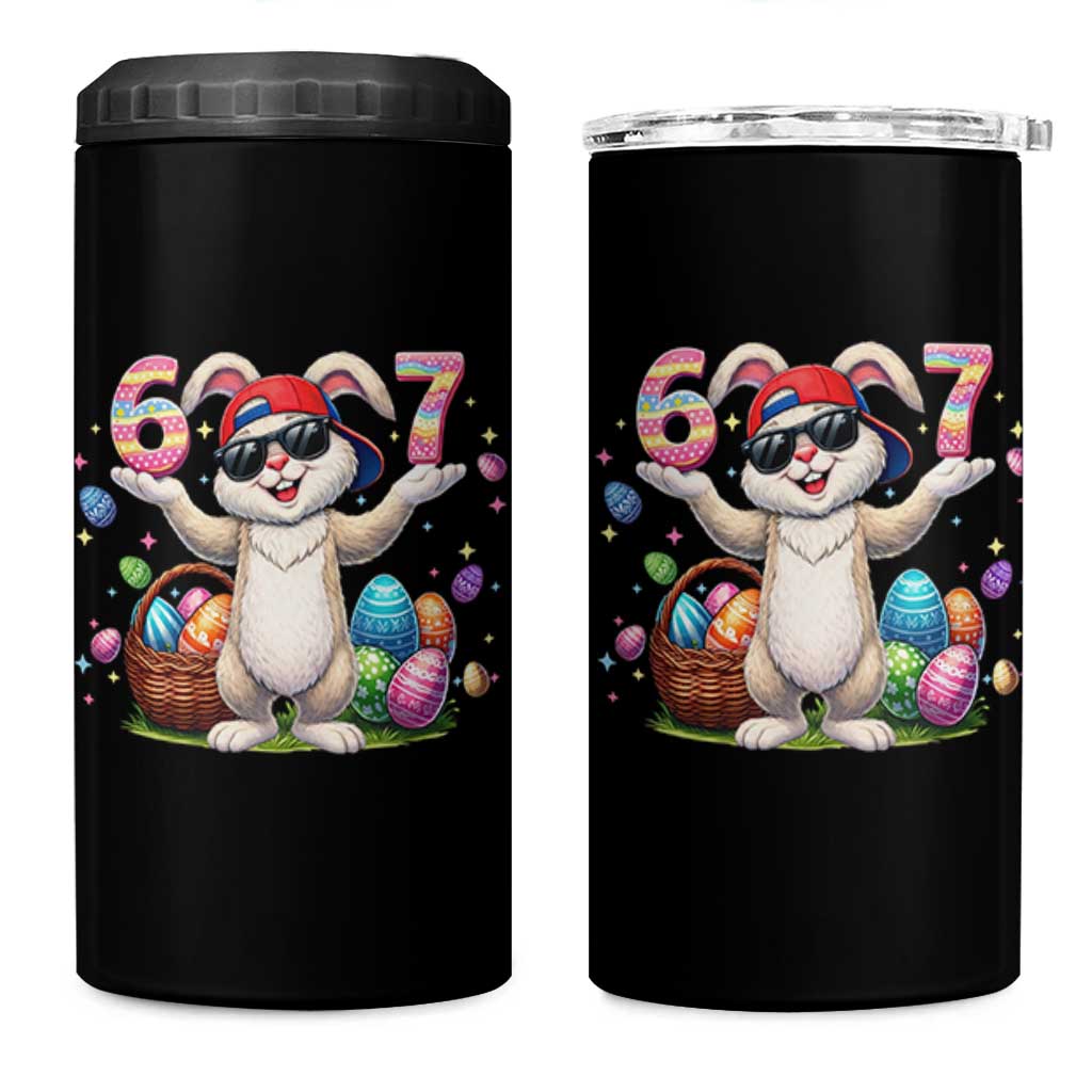 Funny Easter Day Six Seven 67 Bunny Boys Kids 4 in 1 Can Cooler Tumbler