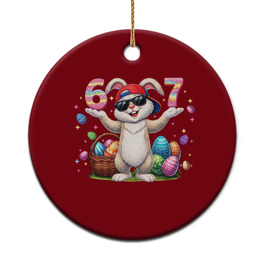 Funny Easter Day Six Seven 67 Bunny Boys Kids Ceramic Ornament