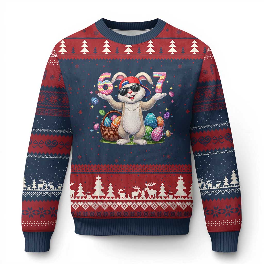 Funny Easter Day Six Seven 67 Bunny Boys Kids Ugly Christmas Sweater