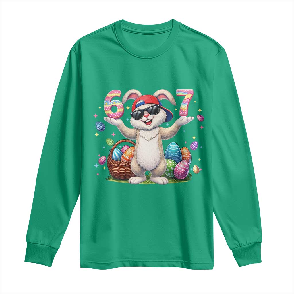 Funny Easter Day Six Seven 67 Bunny Boys Kids Long Sleeve Shirt