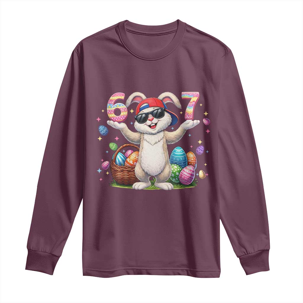 Funny Easter Day Six Seven 67 Bunny Boys Kids Long Sleeve Shirt