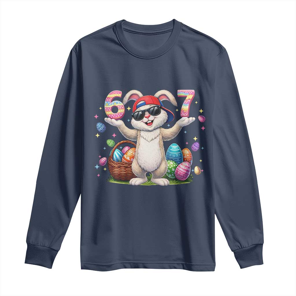 Funny Easter Day Six Seven 67 Bunny Boys Kids Long Sleeve Shirt