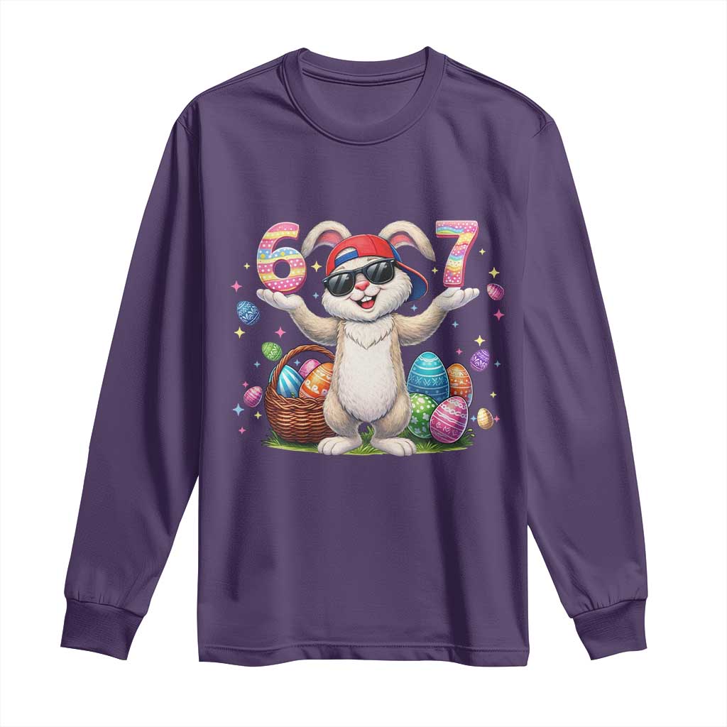 Funny Easter Day Six Seven 67 Bunny Boys Kids Long Sleeve Shirt