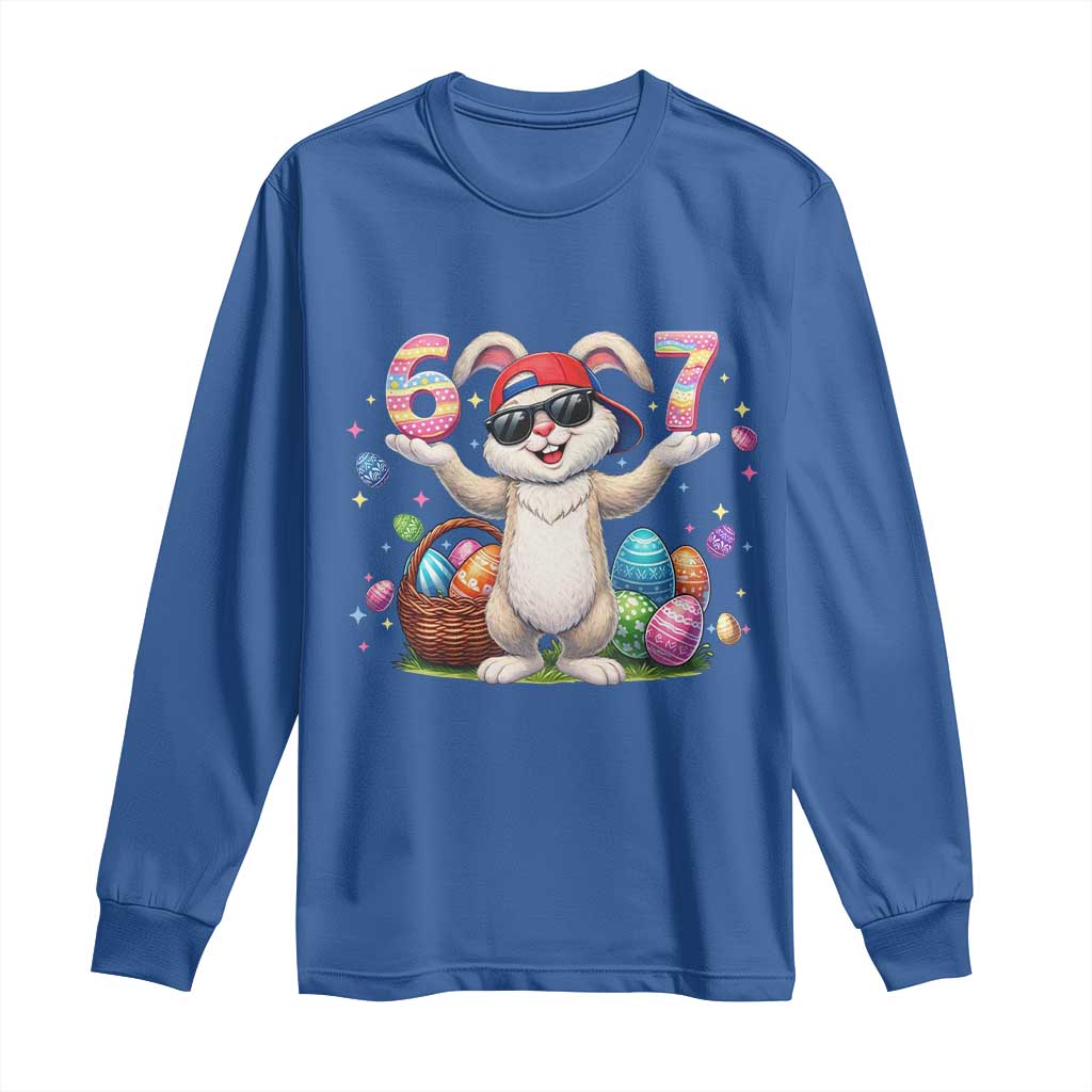 Funny Easter Day Six Seven 67 Bunny Boys Kids Long Sleeve Shirt