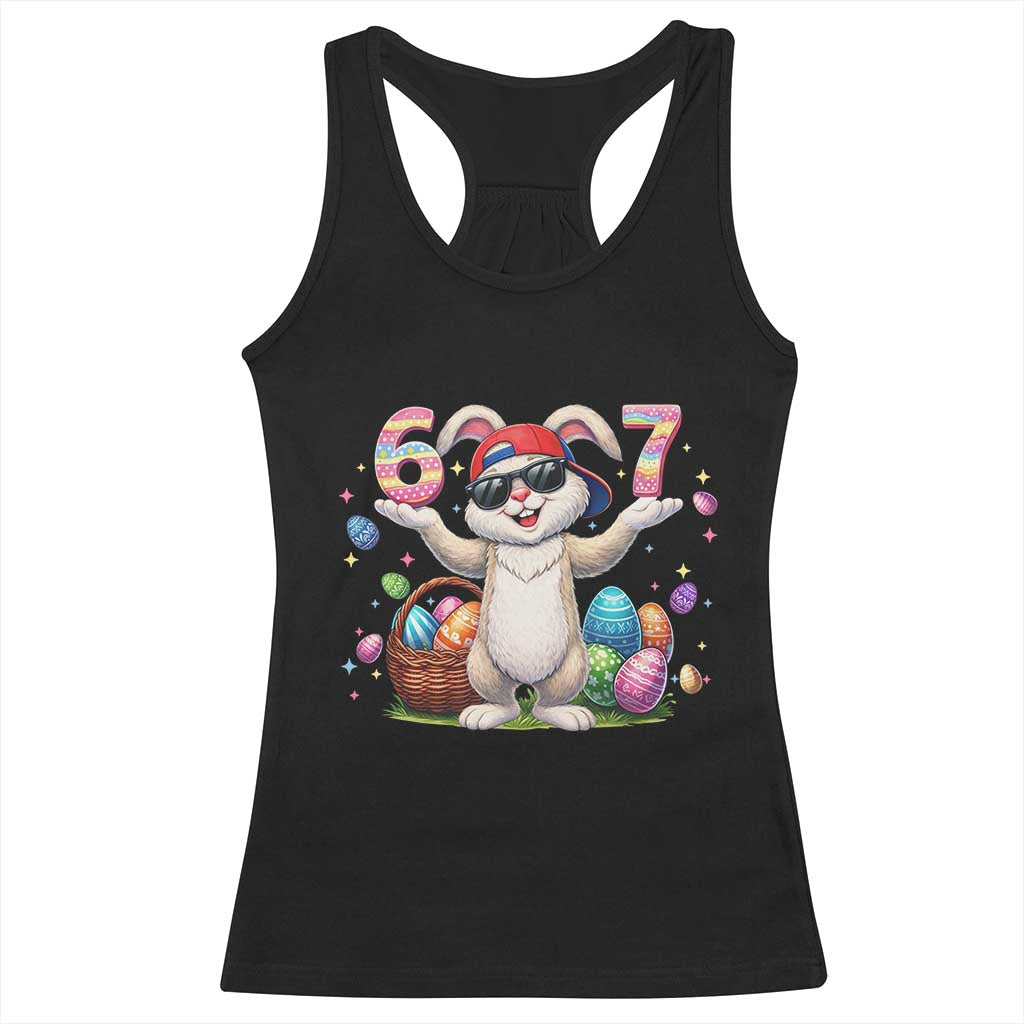 Funny Easter Day Six Seven 67 Bunny Boys Kids Racerback Tank Top
