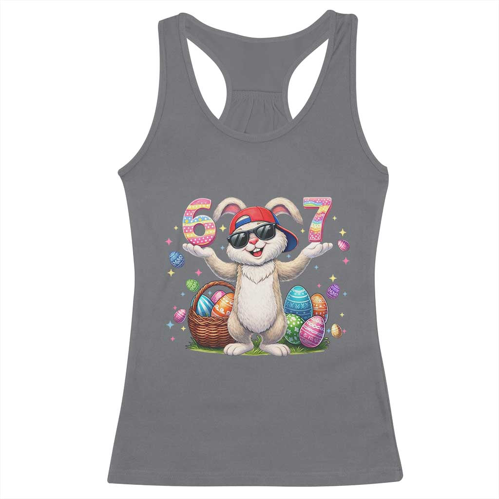 Funny Easter Day Six Seven 67 Bunny Boys Kids Racerback Tank Top