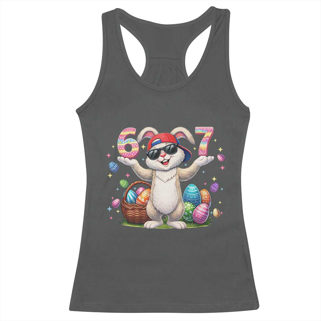 Funny Easter Day Six Seven 67 Bunny Boys Kids Racerback Tank Top