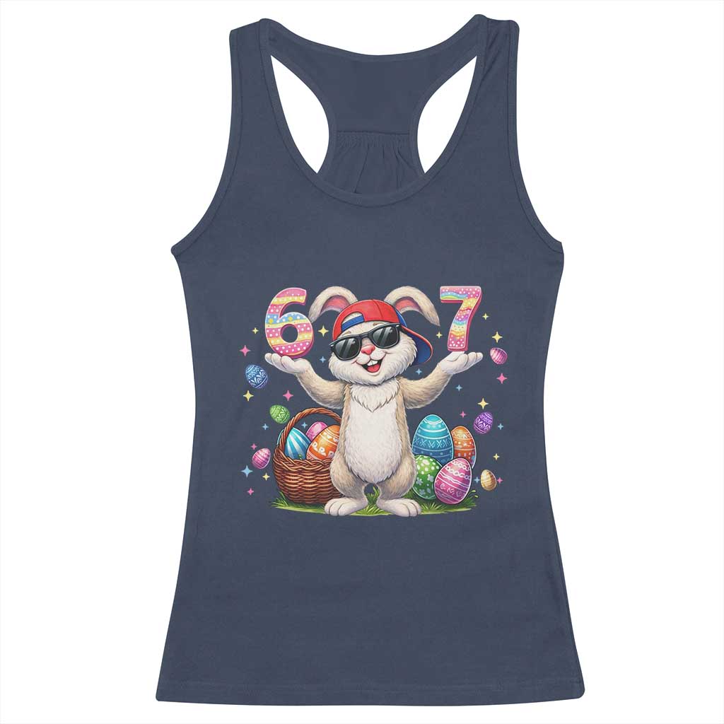 Funny Easter Day Six Seven 67 Bunny Boys Kids Racerback Tank Top