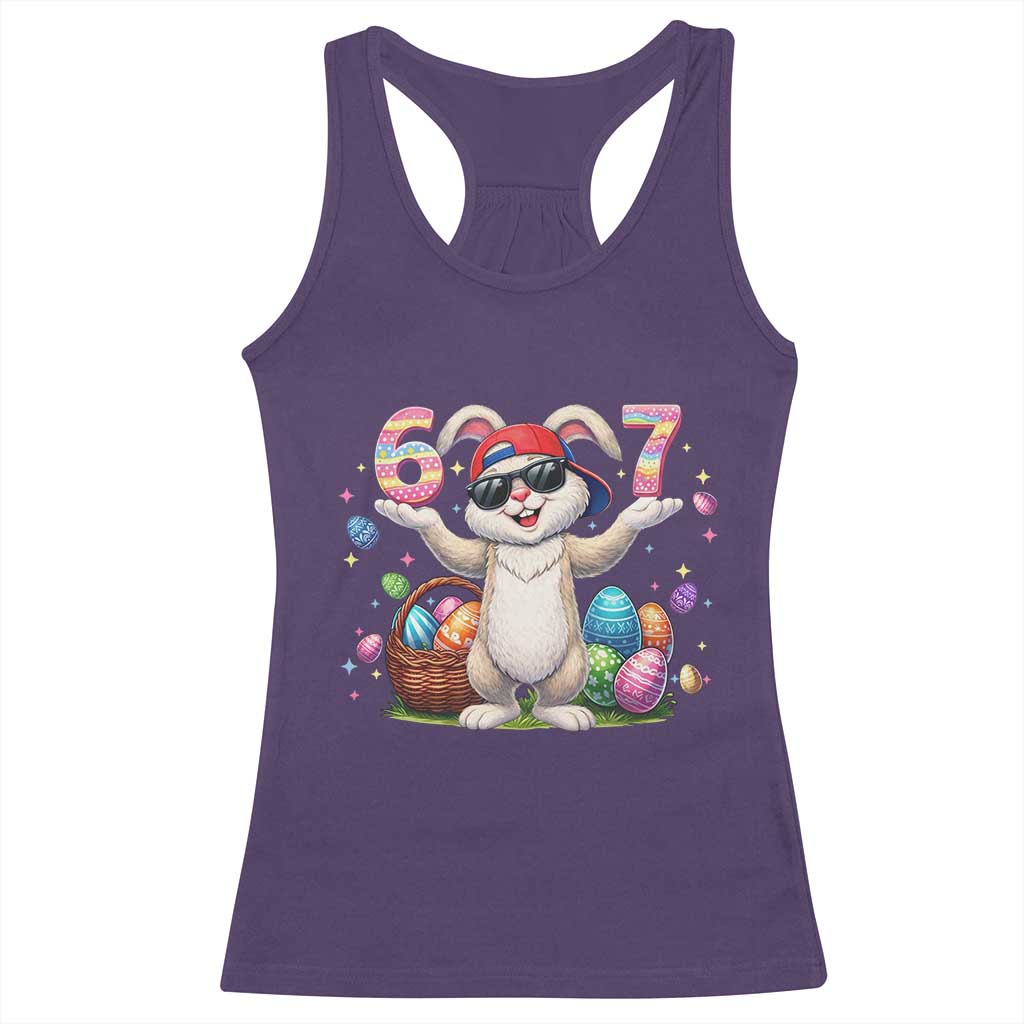 Funny Easter Day Six Seven 67 Bunny Boys Kids Racerback Tank Top
