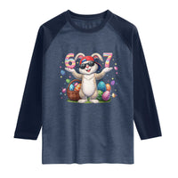Funny Easter Day Six Seven 67 Bunny Boys Kids Raglan Shirt