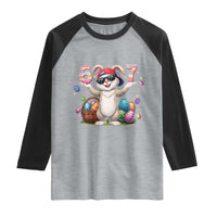 Funny Easter Day Six Seven 67 Bunny Boys Kids Raglan Shirt