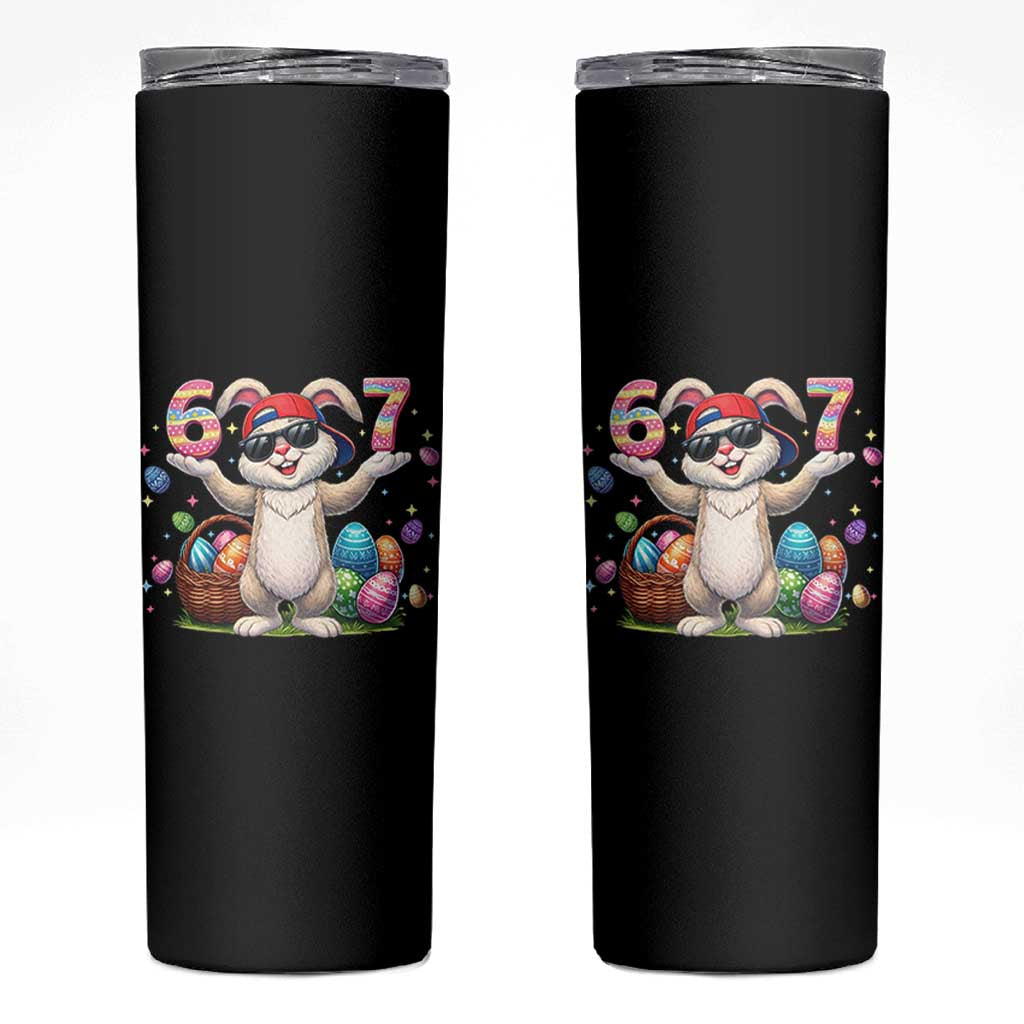 Funny Easter Day Six Seven 67 Bunny Boys Kids Skinny Tumbler