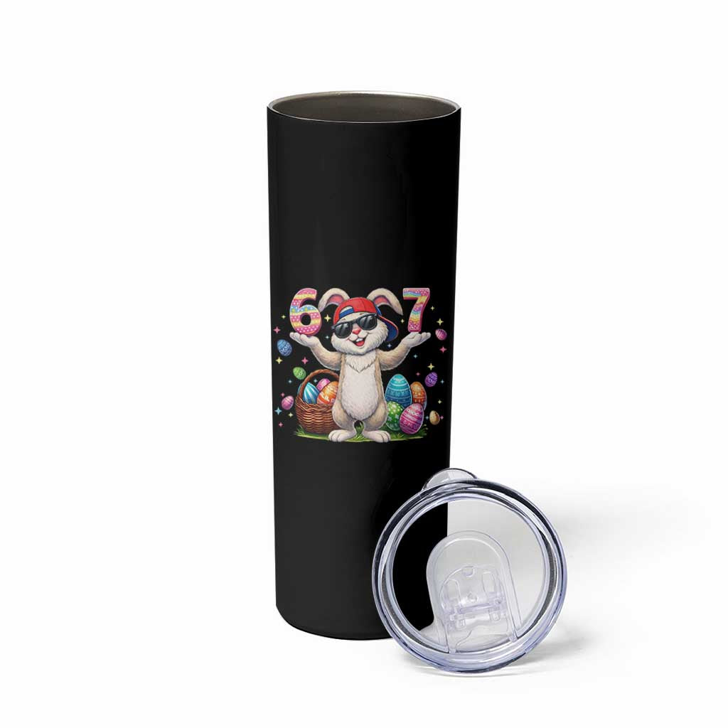 Funny Easter Day Six Seven 67 Bunny Boys Kids Skinny Tumbler