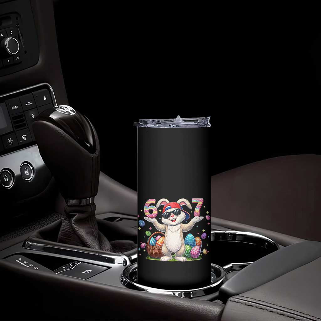 Funny Easter Day Six Seven 67 Bunny Boys Kids Skinny Tumbler