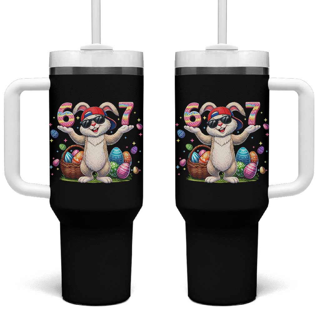 Funny Easter Day Six Seven 67 Bunny Boys Kids Tumbler With Handle