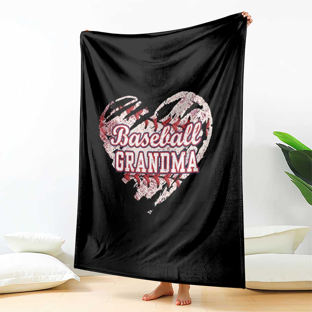Baseball Grandma Throw Blanket Vintage Baseball Heart Game Day