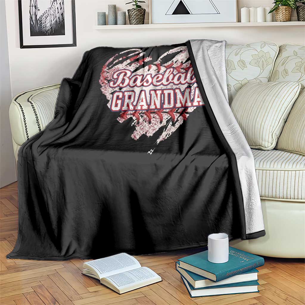Baseball Grandma Throw Blanket Vintage Baseball Heart Game Day